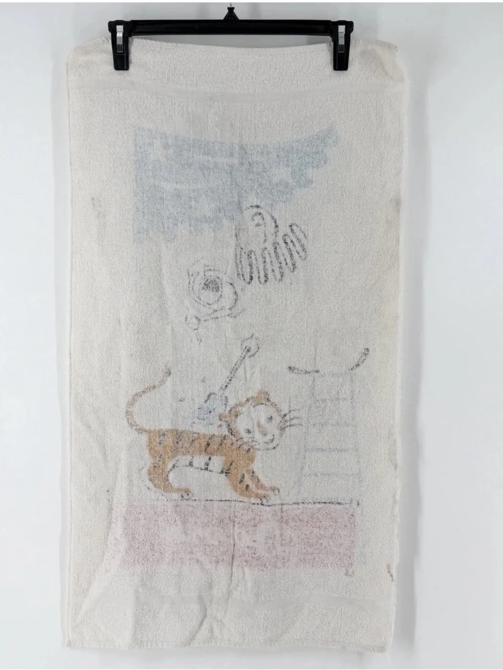 Unbranded One Size Vintage 1950s Circus Bath Towel “David” Clown Tiger - AS IS